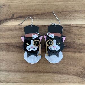 Erstwilder Posh Pussycat Drop Earrings cat NWOT